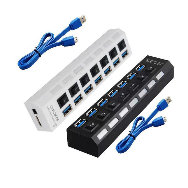 7 Port Usb 3.0 High Speed Extension Hub Splitter Extender For Pc Laptop Macbook - Aimall