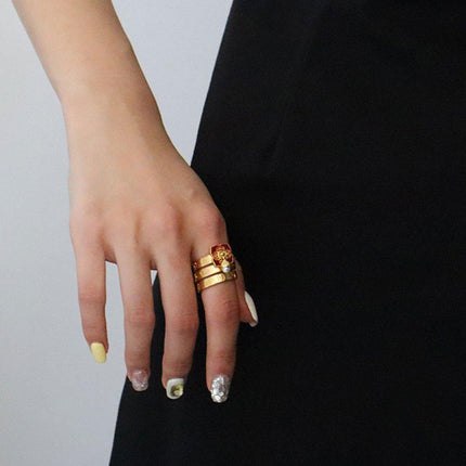 New Chinese Retro Flower Ring Delicate Elegant Design Fashion Jewelry