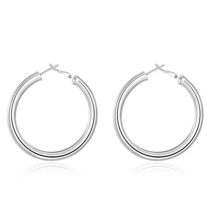 925 Sterling Silver Filled Women Elegant Round Hoop Earrings Stunning Gift