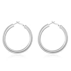 925 Sterling Silver Filled Women Elegant Round Hoop Earrings Stunning Gift