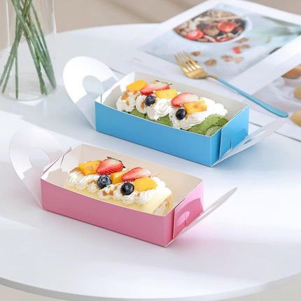 20pcs Transparent Long Cake Roll Packing Boxes Clear Dessert Bakery Containers