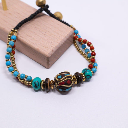 Ethnic Style Handmade Bracelet Color Stone Sky Bead Fashion Round Bead Bracelet