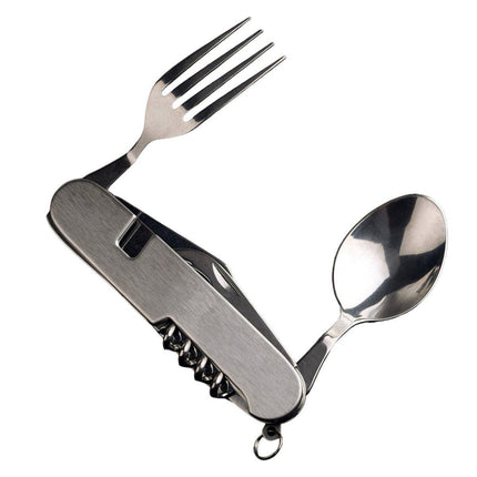 2X 6 in 1 Pocket Hiking Set Tool Fork Spoon Utensil Folding Camping Knife Travel
