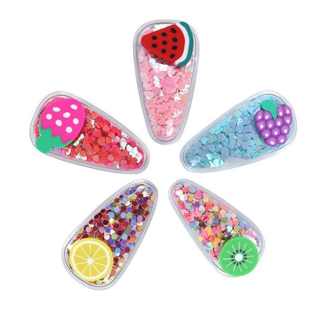2PCS Cartoon Fruit Sequins Girl Hair Clips Baby Transparent Kids Birthday Party - Aimall