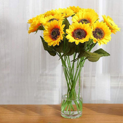 10pcs Artificial Sunflower Bouquet Fake Flower Arrangement Indoor Home Decor Set