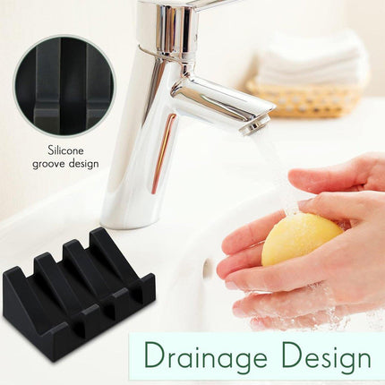 2PCS Silicone Soap Dish Holder Set Non-Slip Draining Soap Box Washable Pad Tray