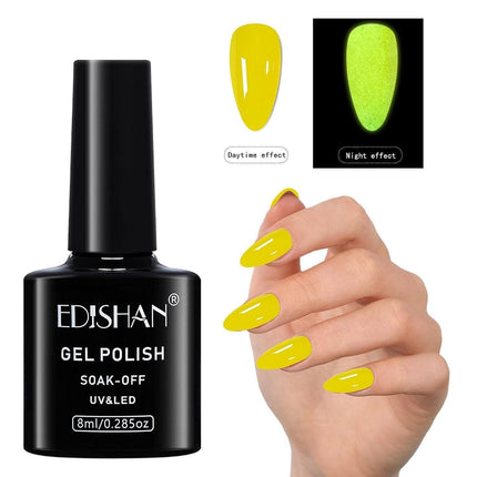 8ml Fluorescent Glow-In-Dark Gel Soak Off UV LED Nail Art Varnish DIY Luminous - Aimall