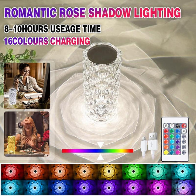 LED Crystal Table Lamp Diamond Rose Bar Night Light Touch Atmosphere Bedside HOT - Aimall