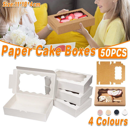 50pcs Rectangular Kraft Paper Window Box Gift Packaging Boxes Party Favors