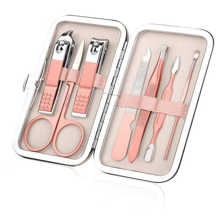 7PCS Manicure Pedicure Set Stainless Nail Clippers Kit Cuticle Grooming Case AU - Aimall