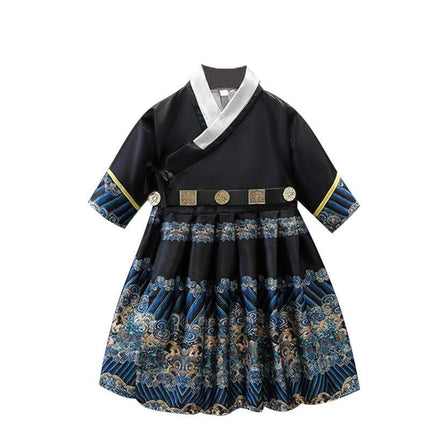 Navy Hanfu Boys Girl Traditional Chinese Dress Clothes Ancient Children's Performance - Aimall