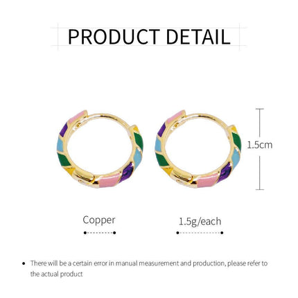 Vintage Ear Loop Earrings with Colourful Enamel Circle Design for Women Jewelry