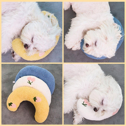 2PCS Plush Pet Pillow Soft Dog Cat Sleeping Bed Moon Shaped Cushion Mat for Pet