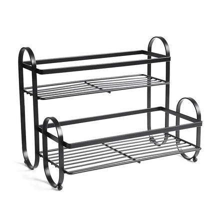 Iron Double Storage Shelf Organiser Durable Metal Rack for Kitchen Bathroom Use
