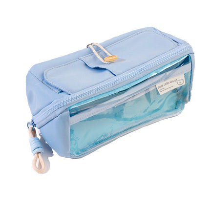 Large Capacity Japanese Style Student Stationery Bag Plain Colour Pen Case