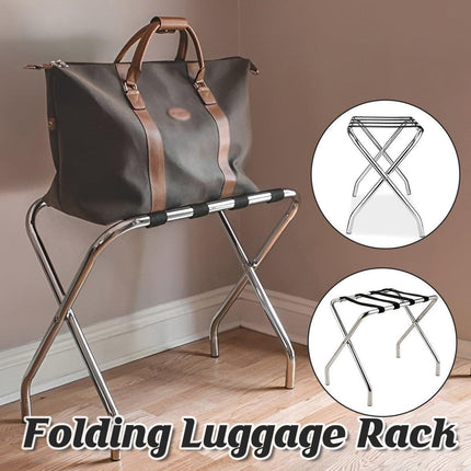 Stainless Steel Foldable Luggage Rack Hotel Room Portable Shelf Suitcase Holder
