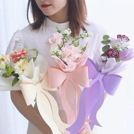 10pcs Fresh Flower Bouquet Packaging with Colourful Bows and Flower Gift Box