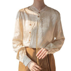 New Chinese Style Womens Top Stand-up Collar Long Sleeve Elegant Fashion Shirt