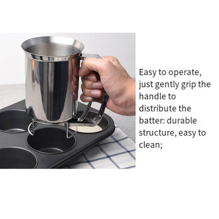Stainless Steel Handheld Batter Dispenser Cake Funnel Mixing Separator Tool
