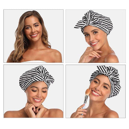 Woman Shower Cap Reusable Long Hair Large Turban Bathroom Waterproof Hair Cap