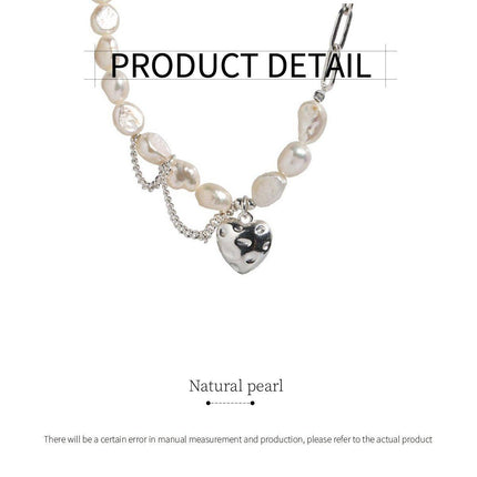 Sweet Love Heart Necklace Tassel Chain Asymmetric Collarbone Jewelry for Women