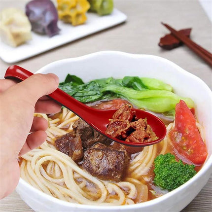 10PCS Soup Ramen Spoons Asian Chinese Japanese Utensils Long HandleHook Flatware - Aimall