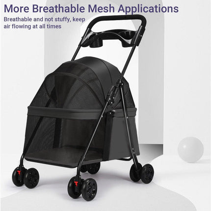 Lightweight Pet Stroller for Cats and Small Dogs Easy Fold Portable Travel Use