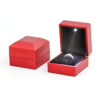 LED Lighted Jewelry Pendant Box Case Jewellery Display Gift Storage - Aimall