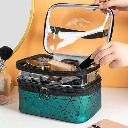 Portable Double-Layer Large Capacity Waterproof Cosmetic Bag Travel Toiletry Bag