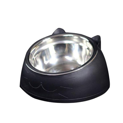Pet Dog Cat Food Bowl Raised No Slip Stainless Steel Tilted Water Food Feeder - Aimall