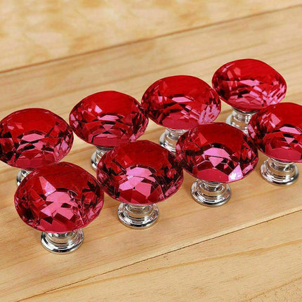 Door Knobs Handles Clear Crystal Diamond Glass Kitchen Cupboard Cabinet Pulls 40MM - Aimall