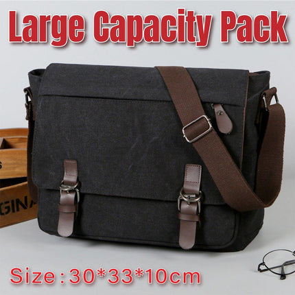 Canvas Messenger Shoulder Bag Large Capacity Crossbody Travel Work Handbag
