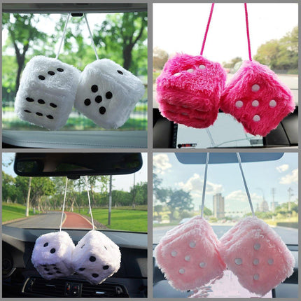 1pair Dice Plush Toy Cube Pendant Keychain Charm Cute Soft Accessory Gift