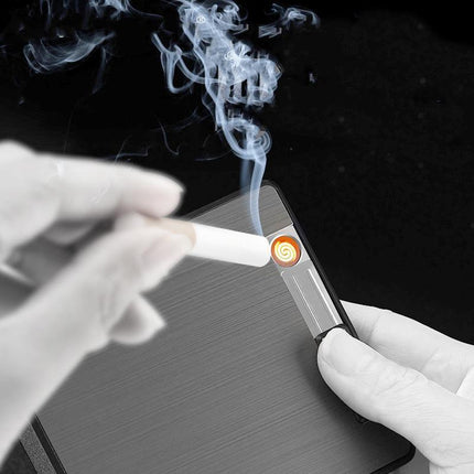 Automatic Rechargeable Electric USB Cigarette Case Lighter Gift Dampproof Box - Aimall