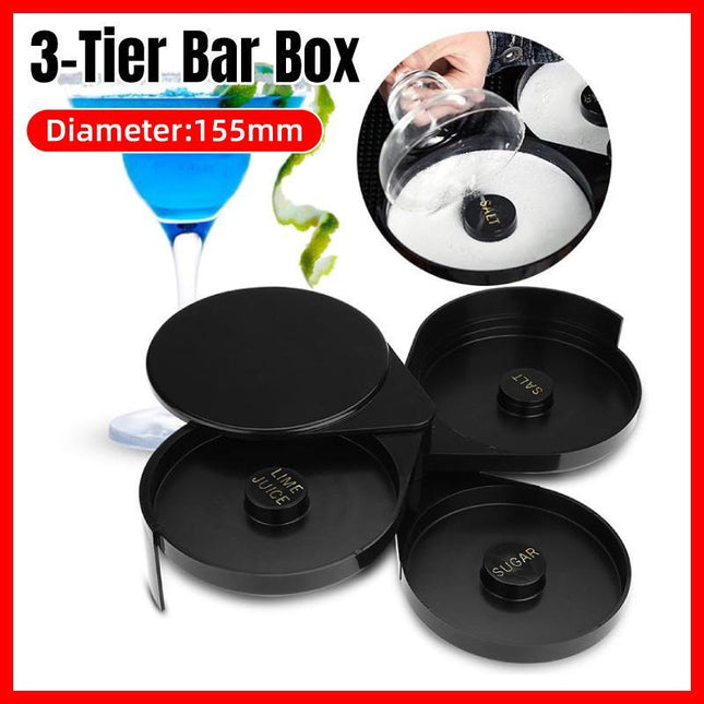 Triple Plastic Salt and Sugar Rim Container for Cocktail Juice Flavoring Dipping