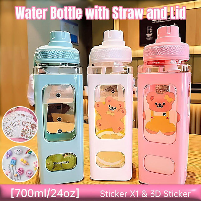 Square Plastic Water Cup Large Capacity Portable Outdoor Bottle For Travel