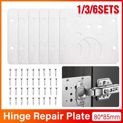Hinge Repair Plate Rust Resistant Steel Furniture Cupboard Repair Mount Tool - Aimall