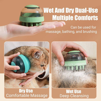 2PCS Pet Cleaning Brush Bath Massage Gel Dispenser Cats Dogs Grooming Tool