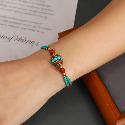 Ethnic Style Handmade Bracelet Color Stone Sky Bead Fashion Round Bead Bracelet