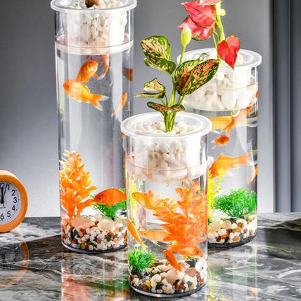 Hydroponic Plant Vase Cylindrical Straight Design Fish Tank for Home Decor