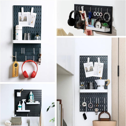 Wall Mounted Pegboard Storage Rack No Drill Organizer Tool Shelf Home Office