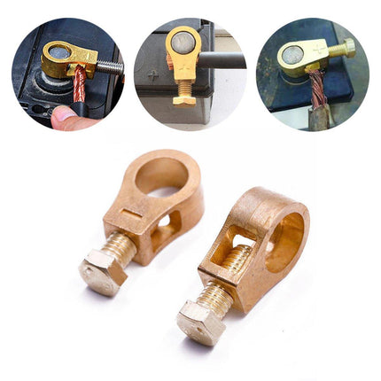 2 Pairs Cable Clamp Battery Clips Car Positive Negative Pure Copper Terminals