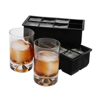 8 Grids Whiskey Silicone Maker Ice Cube Tray Mould Large Mold Giant Square Black - Aimall