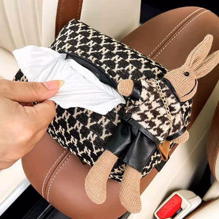 Car Tissue Box Cute Fabric Hanging Box for Car and Living Room Tissue Organizer