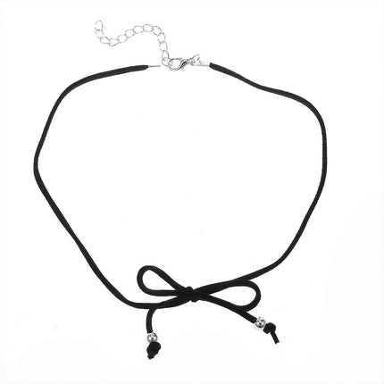 Stylish Black Lace Up Bow Necklace Fashion Jewelry Gift for Women and Girls