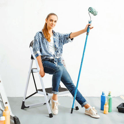 Folding Portable Multi Step Ladder with Handrail Household A Type Iron Ladder