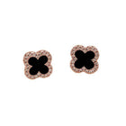Fashion Flower Four-leaf Lucky Clover Rose Gold White Stud Earring Ladies - Aimall