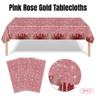3PCS Rose Gold Disposable PE Tablecloths Waterproof Party Background Cloth Set