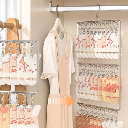 Stainless Steel Drying Rack Multi Function Windproof Underwear Clip Sock Hanger