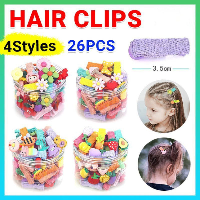 26PCS Hair Clips Pretty Hairpin Snap Bow Toddler Girls Baby Pin Hair Kids Child - Aimall